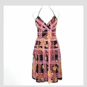 Kay Unger Silk Pin Up Style Halter Top Mid Length Cocktail Occasion Dress Size 4